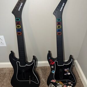 2x PS2 Kramer Striker Guitar Hero Controllers (Tested) + Receiver & PC Adapter